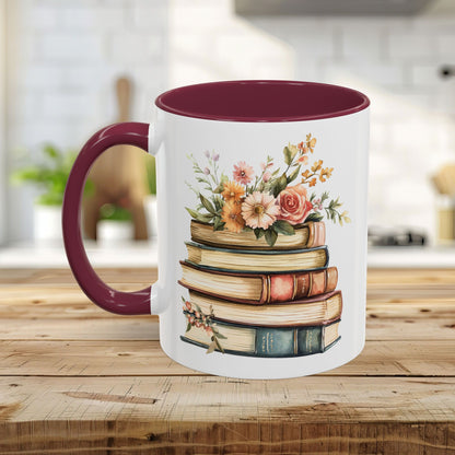 Vintage Books and Summer Flowers Mug (11/15oz)
