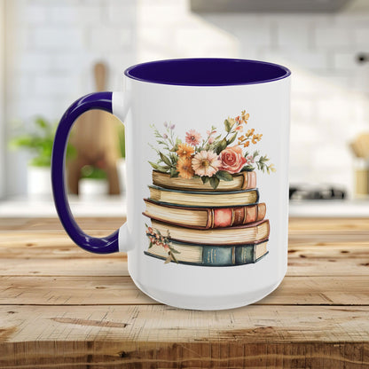 Vintage Books and Summer Flowers Mug (11/15oz)