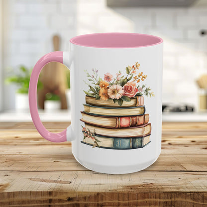 Vintage Books and Summer Flowers Mug (11/15oz)