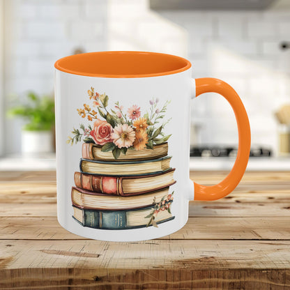Vintage Books and Summer Flowers Mug (11/15oz)