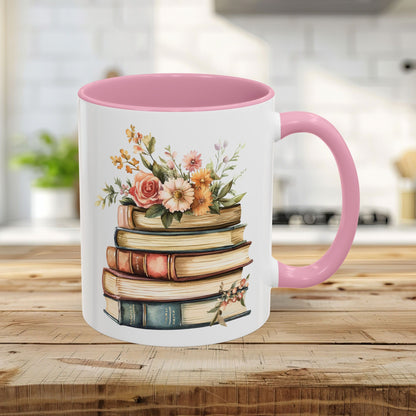 Vintage Books and Summer Flowers Mug (11/15oz)