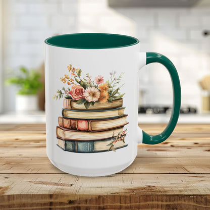 Vintage Books and Summer Flowers Mug (11/15oz)