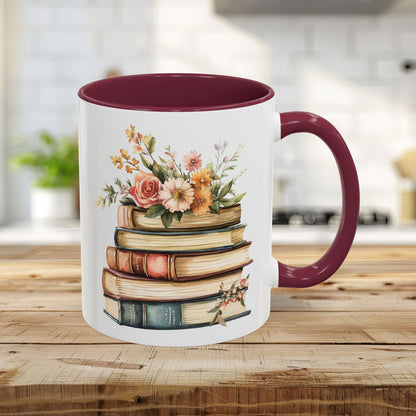 Vintage Books and Summer Flowers Mug (11/15oz)
