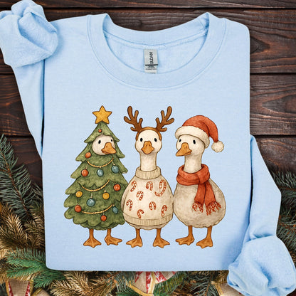 Vintage Christmas Geese Trio Sweatshirt