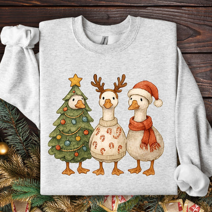 Vintage Christmas Geese Trio Sweatshirt