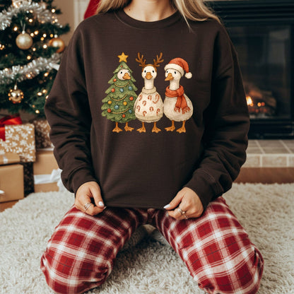 Vintage Christmas Geese Trio Sweatshirt