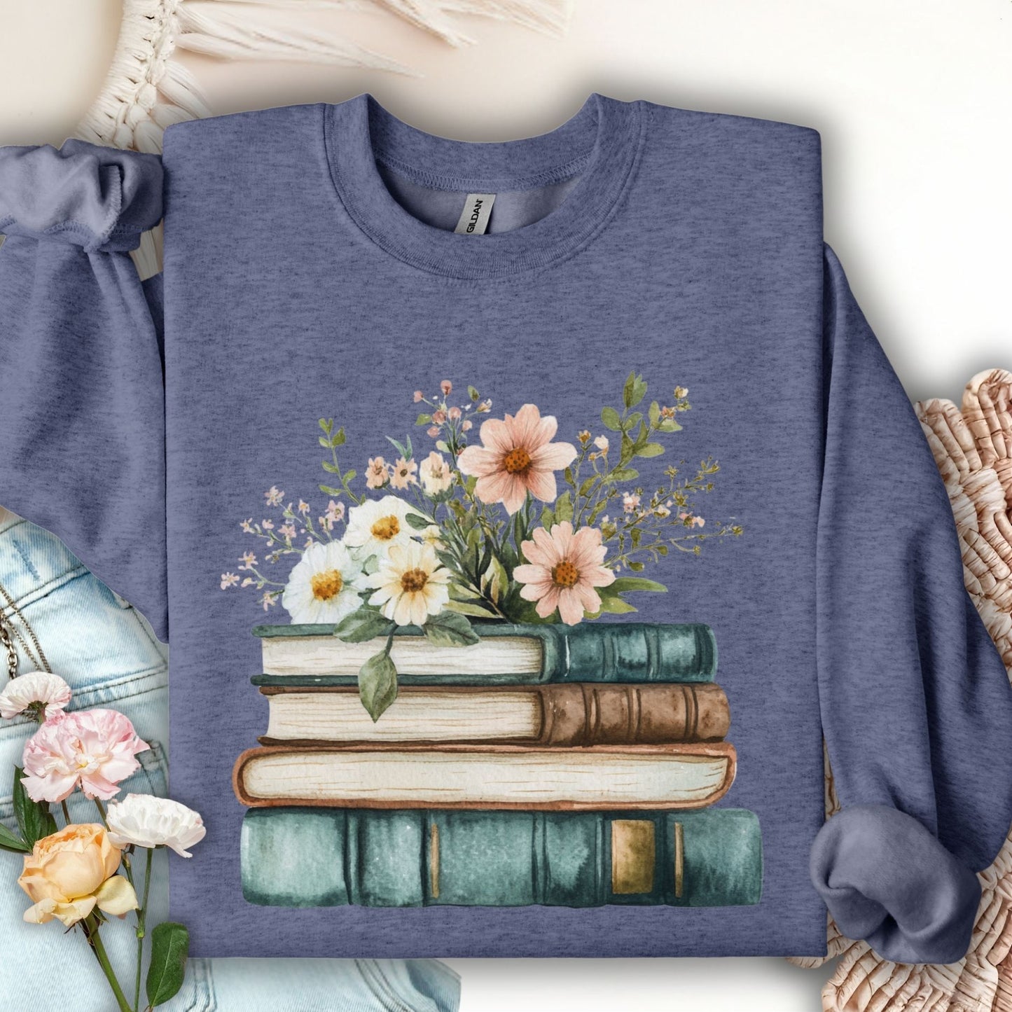 Vintage Cozy Spring Reading Sweatshirt