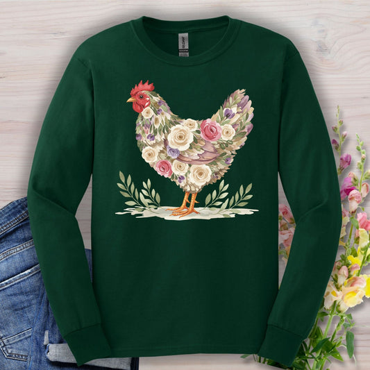 Vintage Farmhouse Hen Long Sleeve Tee