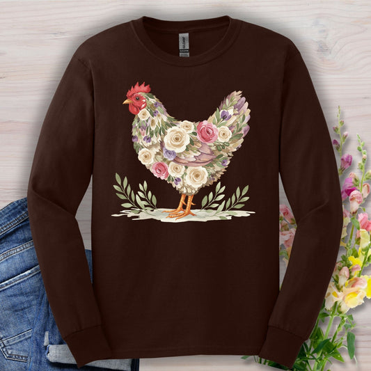 Vintage Farmhouse Hen Long Sleeve Tee