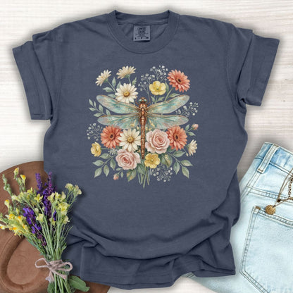 Vintage Floral Dragonfly T-Shirt
