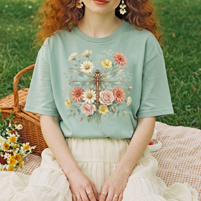 Vintage Floral Dragonfly T-Shirt