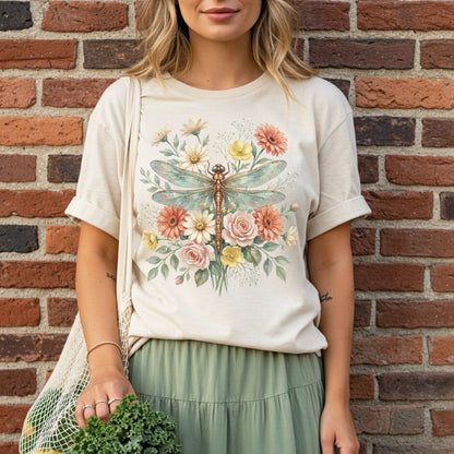 Vintage Floral Dragonfly T-Shirt