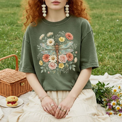 Vintage Floral Dragonfly T-Shirt