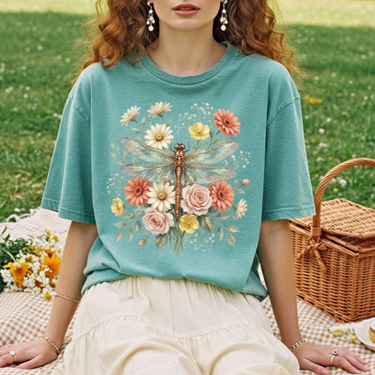 Vintage Floral Dragonfly T-Shirt