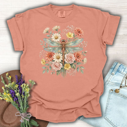Vintage Floral Dragonfly T-Shirt