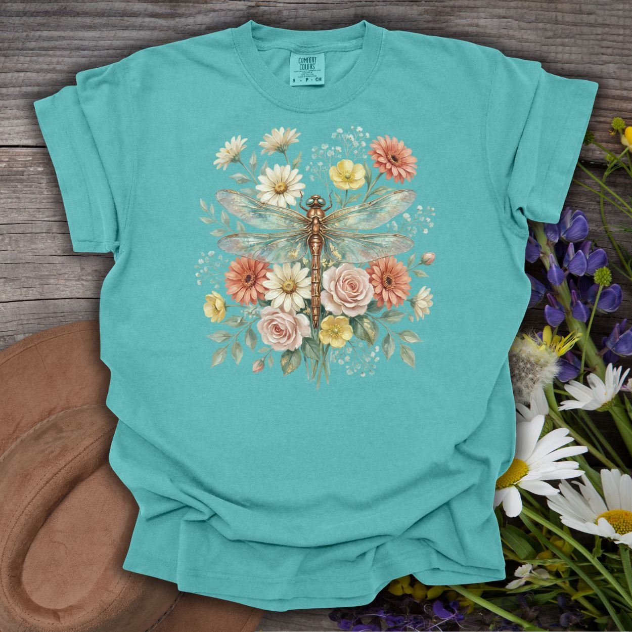 Vintage Floral Dragonfly T-Shirt