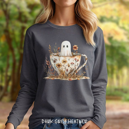 Vintage Ghost in a Floral Teacup Long Sleeve Tee
