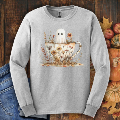 Vintage Ghost in a Floral Teacup Long Sleeve Tee