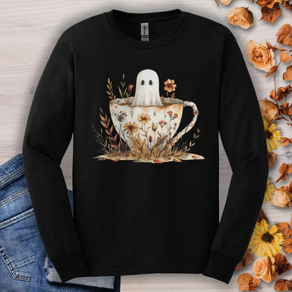 Vintage Ghost in a Floral Teacup Long Sleeve Tee