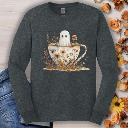 Vintage Ghost in a Floral Teacup Long Sleeve Tee