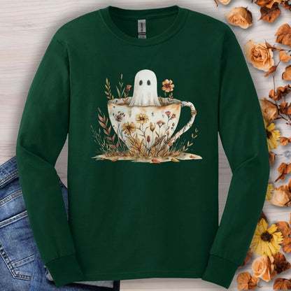 Vintage Ghost in a Floral Teacup Long Sleeve Tee