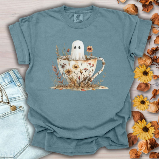 Vintage Ghost in a Floral Teacup T-Shirt
