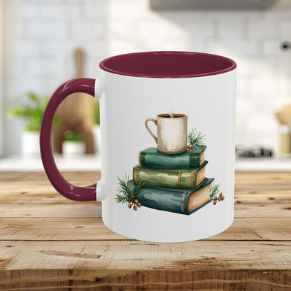 Vintage Green Books and Coffee Mug (11/15oz)