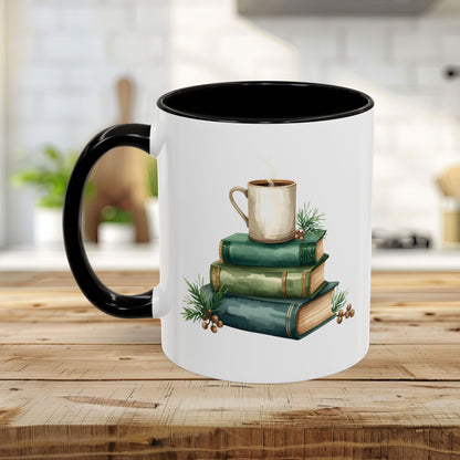 Vintage Green Books and Coffee Mug (11/15oz)