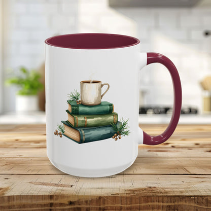 Vintage Green Books and Coffee Mug (11/15oz)