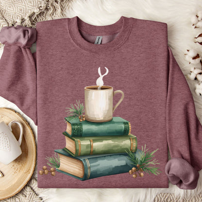 Vintage Green Books and Coffee Sweatshirt