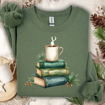 Vintage Green Books and Coffee Sweatshirt