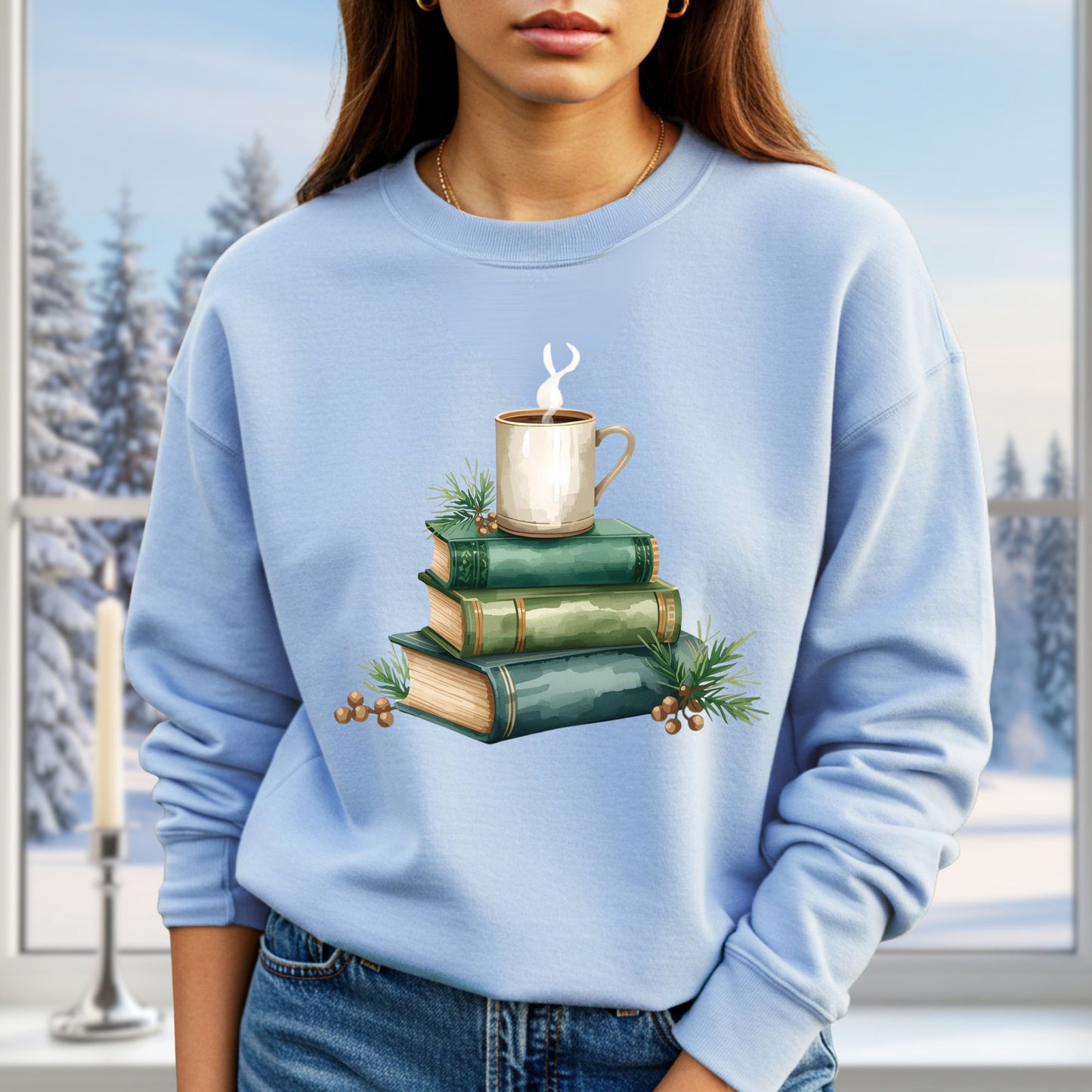 Vintage Green Books and Coffee Sweatshirt
