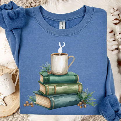 Vintage Green Books and Coffee Sweatshirt