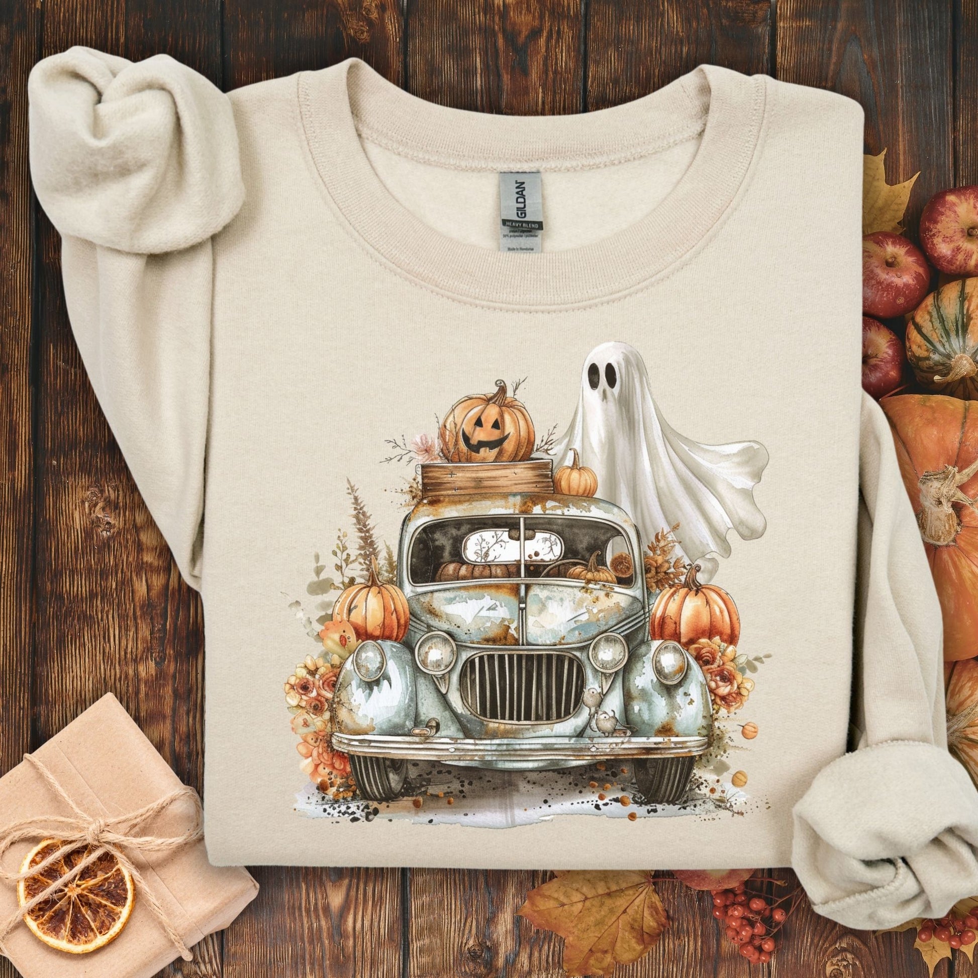 Vintage Halloween Truck & Ghost