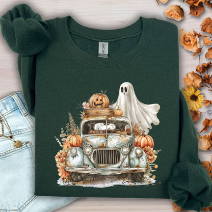 Vintage Halloween Truck & Ghost