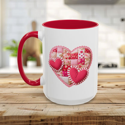 Vintage Patchwork Valentine's Heart Mug (11/15 oz)