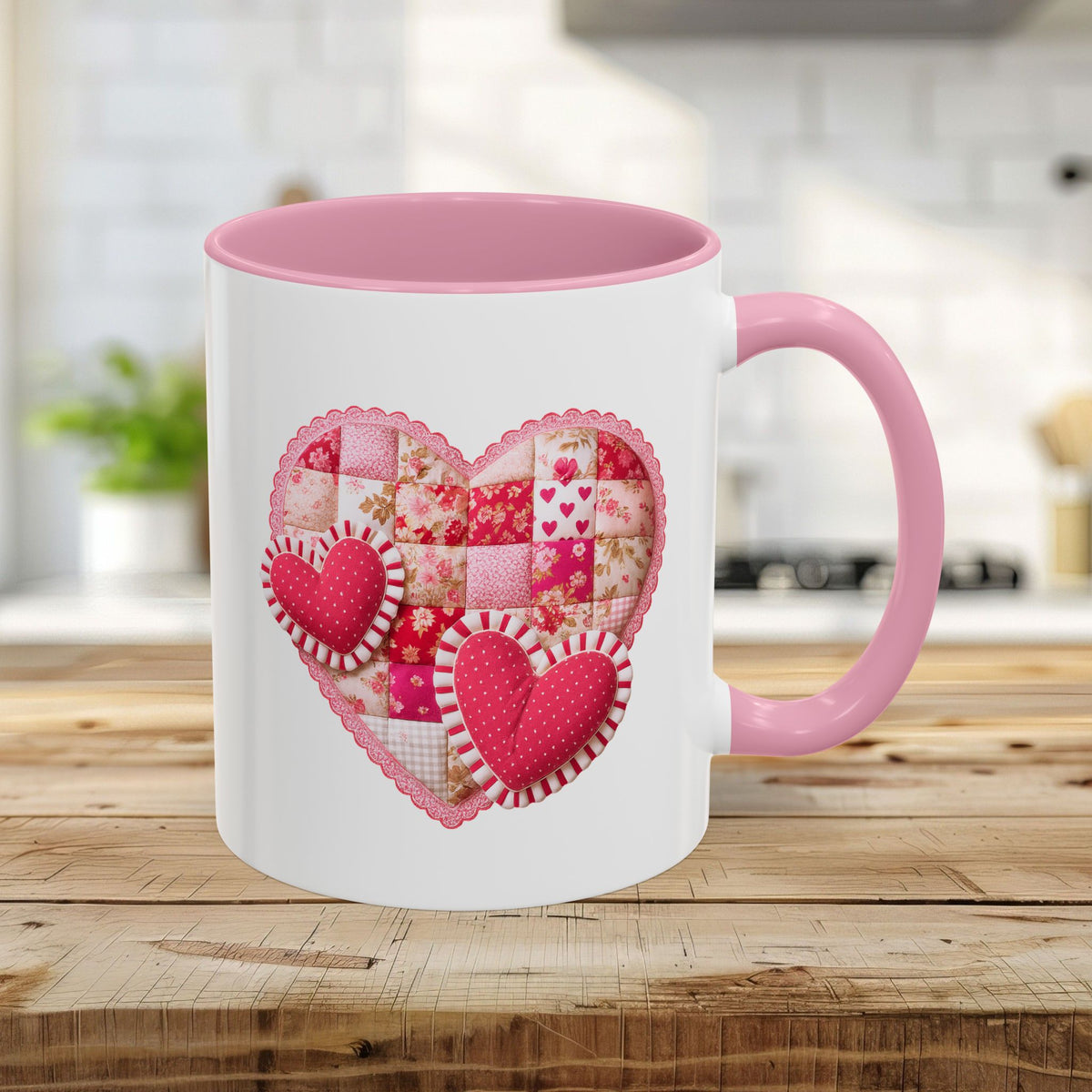 Vintage Patchwork Valentine's Heart Mug (11/15 oz)