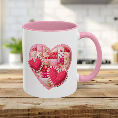 Vintage Patchwork Valentine's Heart Mug (11/15 oz)