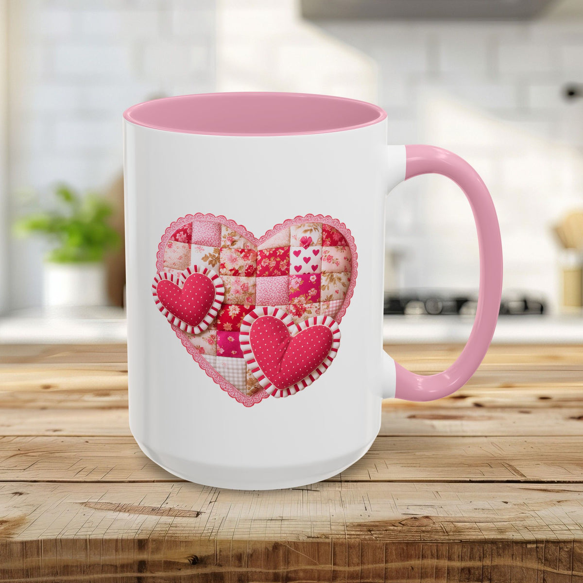 Vintage Patchwork Valentine's Heart Mug (11/15 oz)