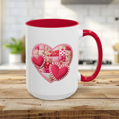 Vintage Patchwork Valentine's Heart Mug (11/15 oz)