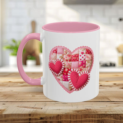 Vintage Patchwork Valentine's Heart Mug (11/15 oz)