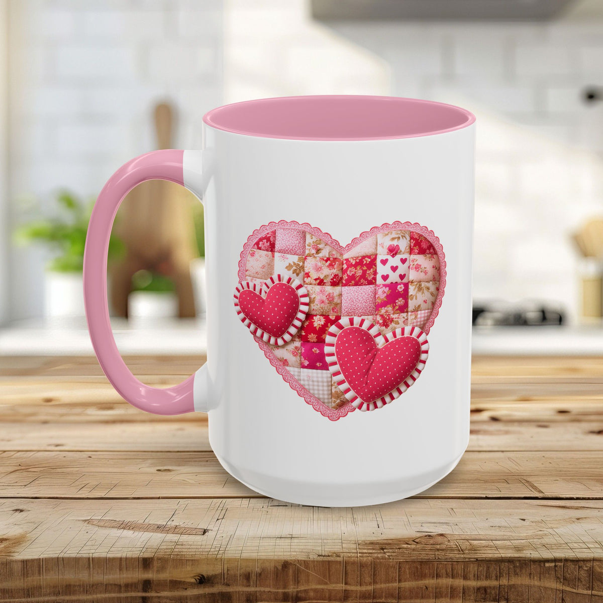 Vintage Patchwork Valentine's Heart Mug (11/15 oz)