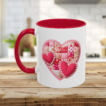 Vintage Patchwork Valentine's Heart Mug (11/15 oz)