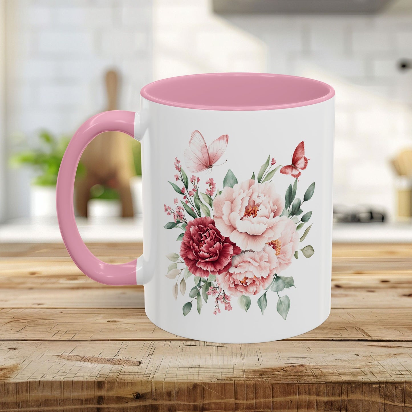 Vintage Peony & Butterflies Bouquet 11 & 15 oz. Mug