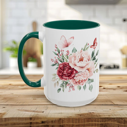 Vintage Peony & Butterflies Bouquet 11 & 15 oz. Mug