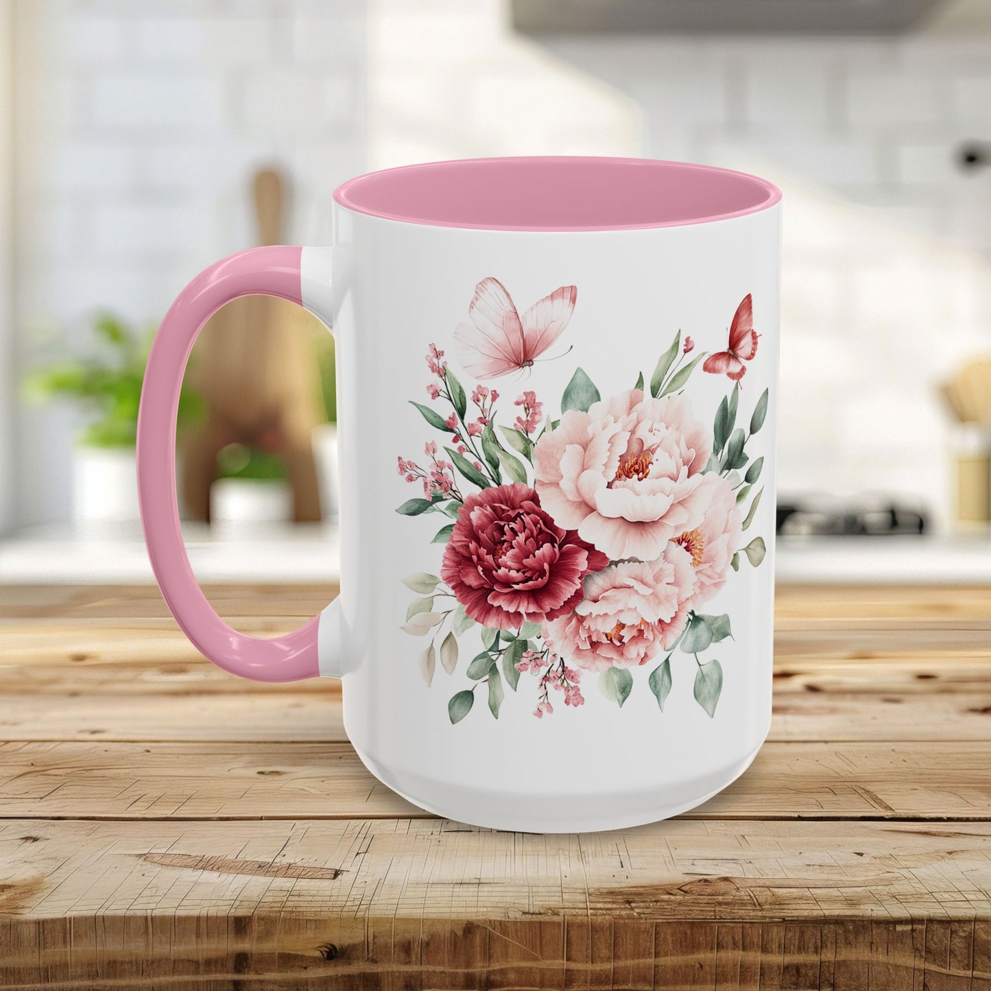 Vintage Peony & Butterflies Bouquet 11 & 15 oz. Mug
