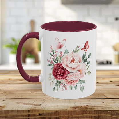 Vintage Peony & Butterflies Bouquet 11 & 15 oz. Mug