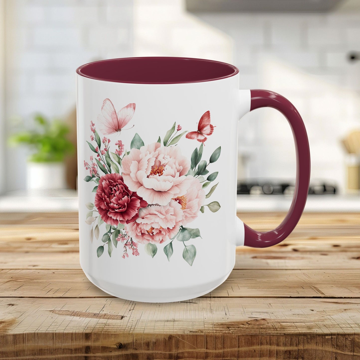 Vintage Peony & Butterflies Bouquet 11 & 15 oz. Mug