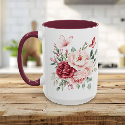 Vintage Peony & Butterflies Bouquet 11 & 15 oz. Mug