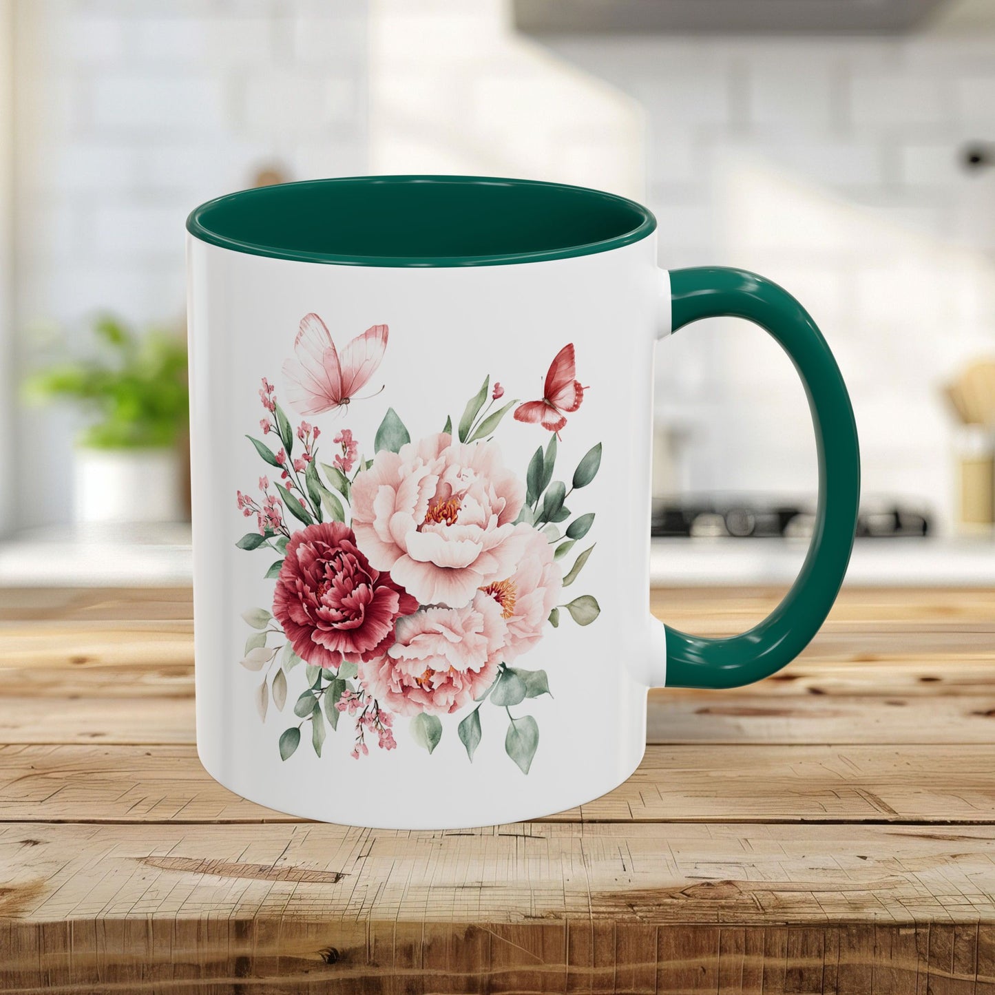 Vintage Peony & Butterflies Bouquet 11 & 15 oz. Mug